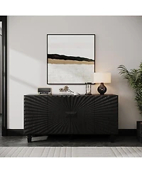 Streamdale Furniture Modern 59" Buffet Sideboard with 4 Sunburst Doors