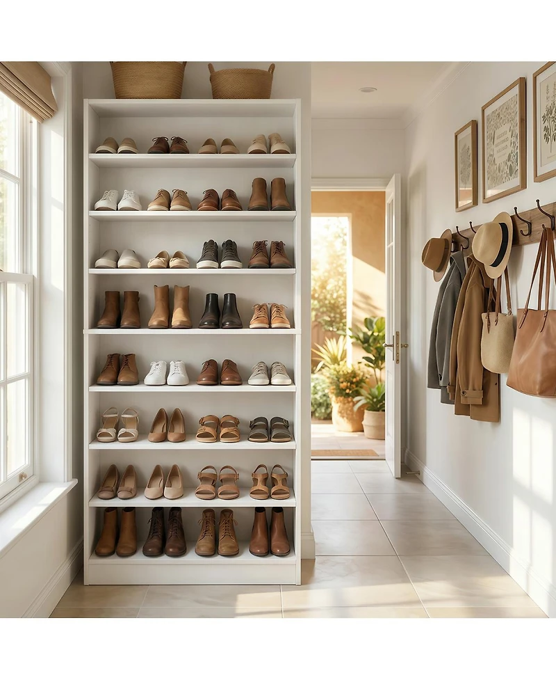Streamdale Furniture 9-Tier Wood Shoe Cabinet with Adjustable Shelves