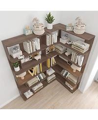 Streamdale Furniture Space-Saving Corner Bookshelf and Bookcase Set