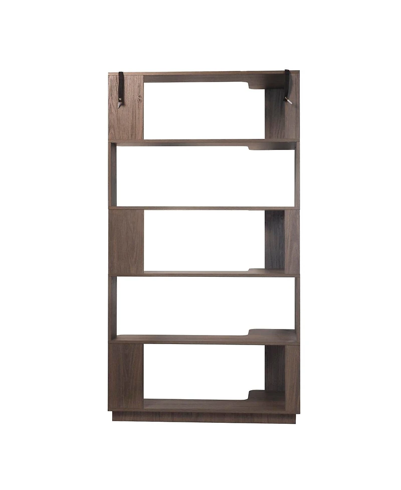 Streamdale Furniture 90cm L-Shape 5-Tier Corner Bookshelf with Anti-Tip