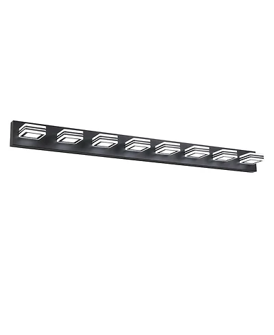 Busdays 52 Inch Modern 8 Light Led Vanity Light Sleek Bathroom Wall Fixture Iron and Acrylic Dimmable for Bathroom Mirror Lighting