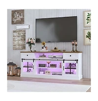 gaomon Farmhouse Tv Stand for TVs, Entertainment Center with Barn Doors, Drawers, Shelves and Power Outlets