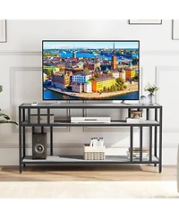 gaomon Farmhouse Tv Stand for TVs , Entertainment Center with Open Shelves and Metal Frame
