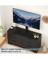 gaomon 47.2 Tv Stand with Mount for Tvs , Media Console with 6 Drawers and Adjustable TV Bracket