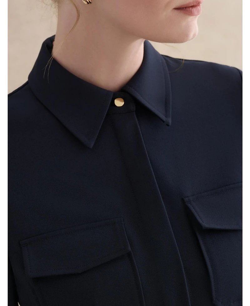 Hobbs London Women's Dannie Cinched-Waist Collard Shirt