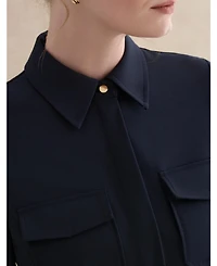 Hobbs London Women's Dannie Cinched-Waist Collard Shirt