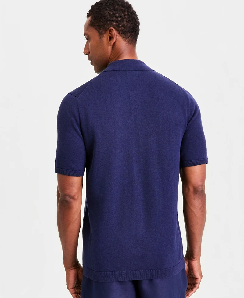 Club Room Men's Short-Sleeve Linen and Cotton Button Sweater Polo Shirt, Macy's Exclusive