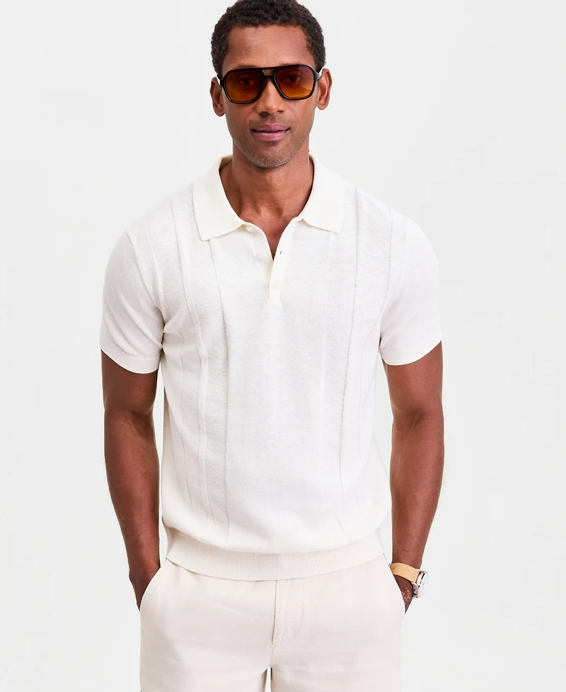 Club Room Men's Short-Sleeve Linen and Cotton Engineer Sweater, Macy's Exclusive