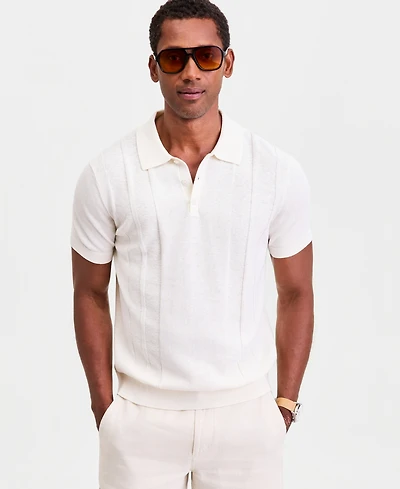 Club Room Men's Short-Sleeve Linen and Cotton Engineer Sweater, Macy's Exclusive