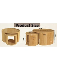 Streamdale Furniture 2-Piece Nesting Coffee Table Set, Modern Wood Top