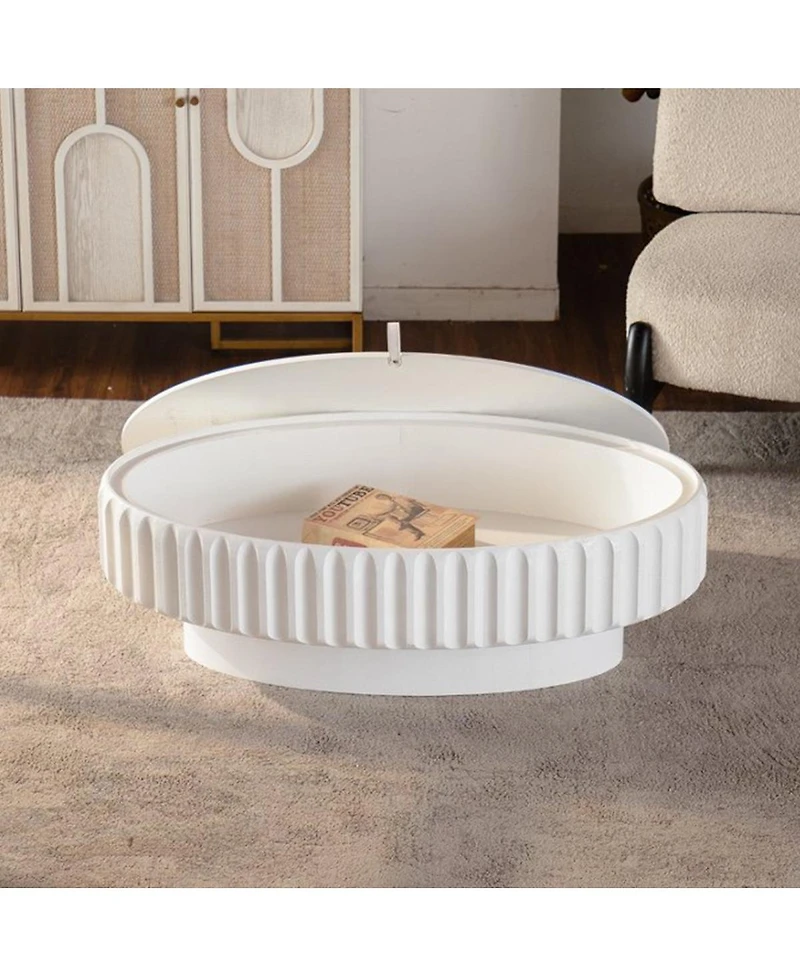 Streamdale Furniture Fluted Storage Table with Lift-Off Lid, Sleek Texture, Perfect for Modern Living