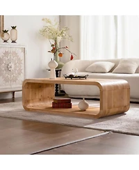 Streamdale Furniture Curved Light Wood Coffee Table with Open Storage