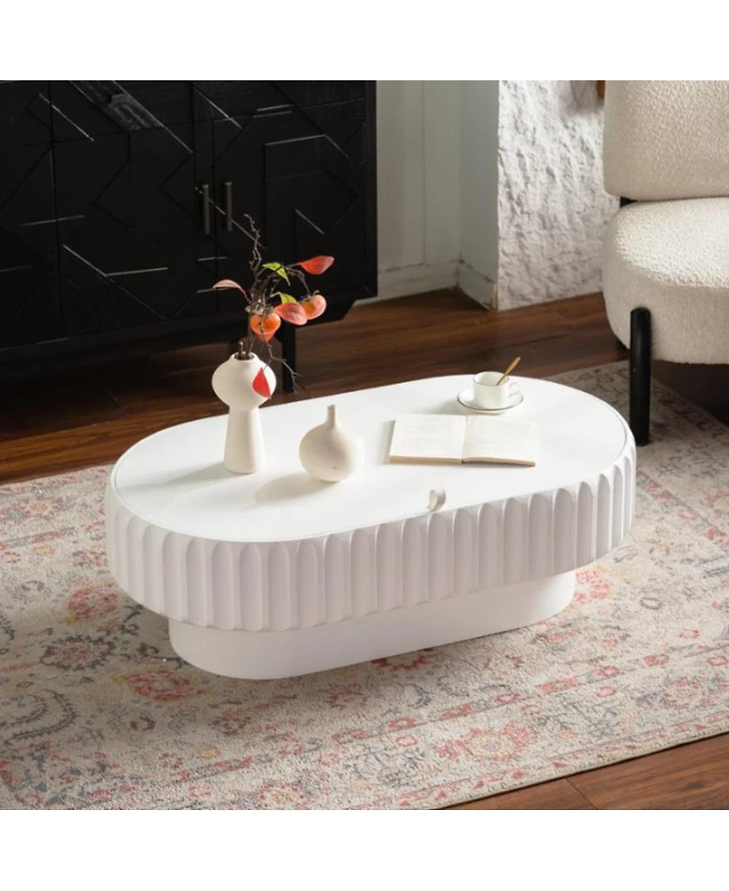 Streamdale Furniture Fluted Storage Table with Lift-Off Lid, Sleek Texture, Perfect for Modern Living