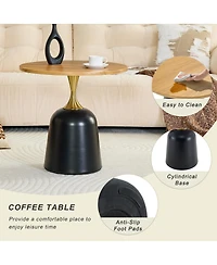 Streamdale Furniture Modern Wood Grain Metal Side Table/Coffee Table