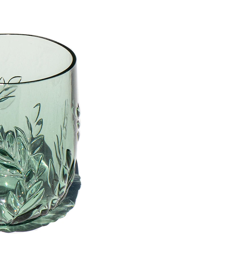 Abode Homewares Embossed Leaf Acrylic Stemless Wine Glasses, Set of 6