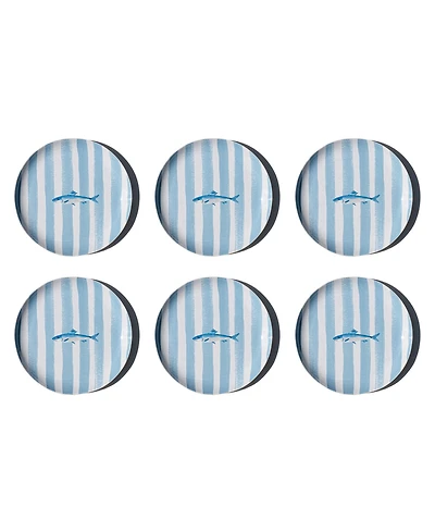 Abode Homewares Sardinia NewWave Melamine Stripe Salad Plates, Set of 6
