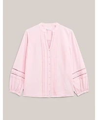 Hobbs London Women's Lucilla Pintuck Mandarin Collar Blouse
