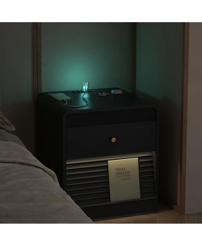 Streamdale Furniture Smart Nightstand Charging, Light and Storage