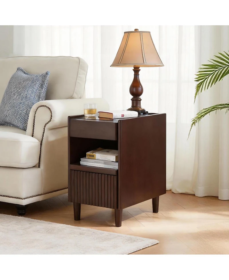 Streamdale Furniture Wooden Bedside Table with 1 Drawer and Open Shelf