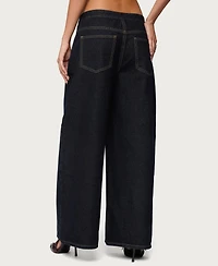 Edikted Women's Frida Buttoned Low Rise Baggy Jeans
