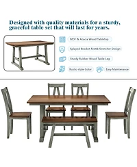 Streamdale Furniture Farmhouse 6-Piece Dining Set with Bench and 4 Chairs