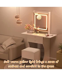 Streamdale Furniture Small Vanity Set with Stool and Foldable Side Tables