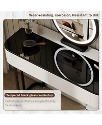 Streamdale Furniture Modern Vanity Glass Top, Storage, Mirror, 100cm