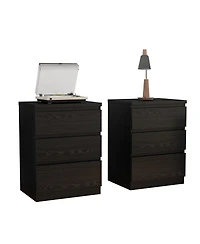 Streamdale Furniture 2pieces 19.7 inches 3-Drawer Nightstand Set, Handle-Free