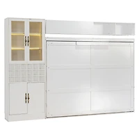 Streamdale Furniture Queen Murphy Bed with Sofa, Shelves, Usb and Light