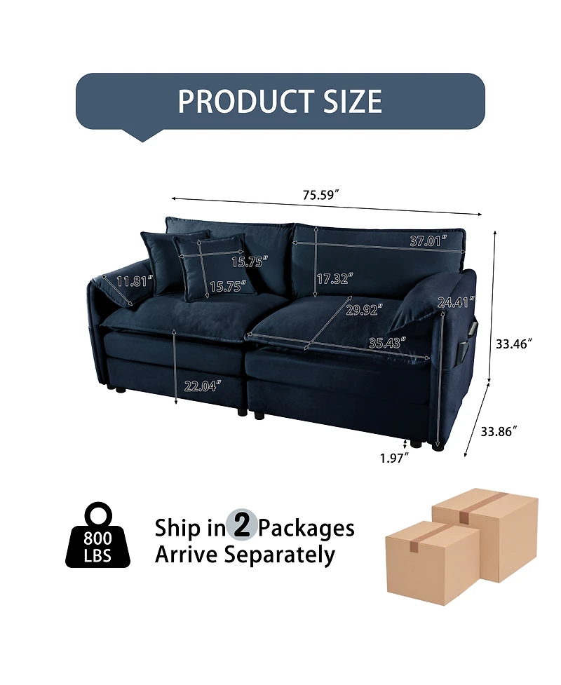 Streamdale Furniture Oversized Chenille Loveseat Sofa, 2-Seater Cloud Couch, Modern Comfy Deep Seat Love Seat.