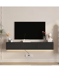 Streamdale Furniture Floating Led Tv Stand with Power Outlet