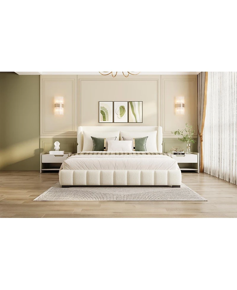 Streamdale Furniture Upholstered Platform Bed with 2 Pillows