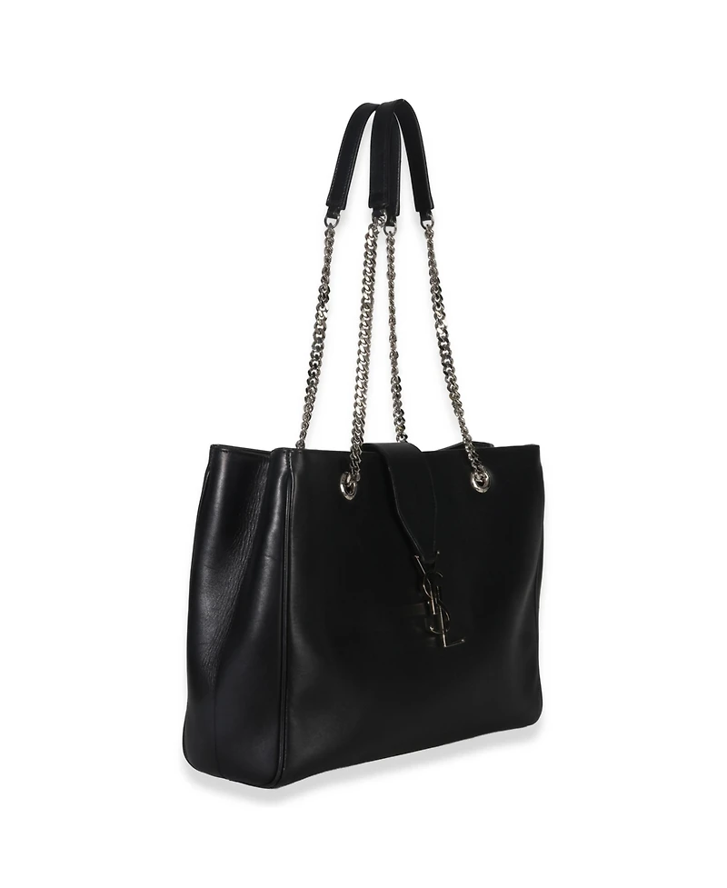 Pre-Owned Saint Laurent Black Smooth Leather Cassandre Tote Bag