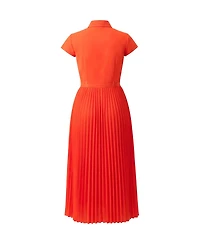 Ivonne Women's Short Sleeve Shirt Style Pleated Maxi-Dress