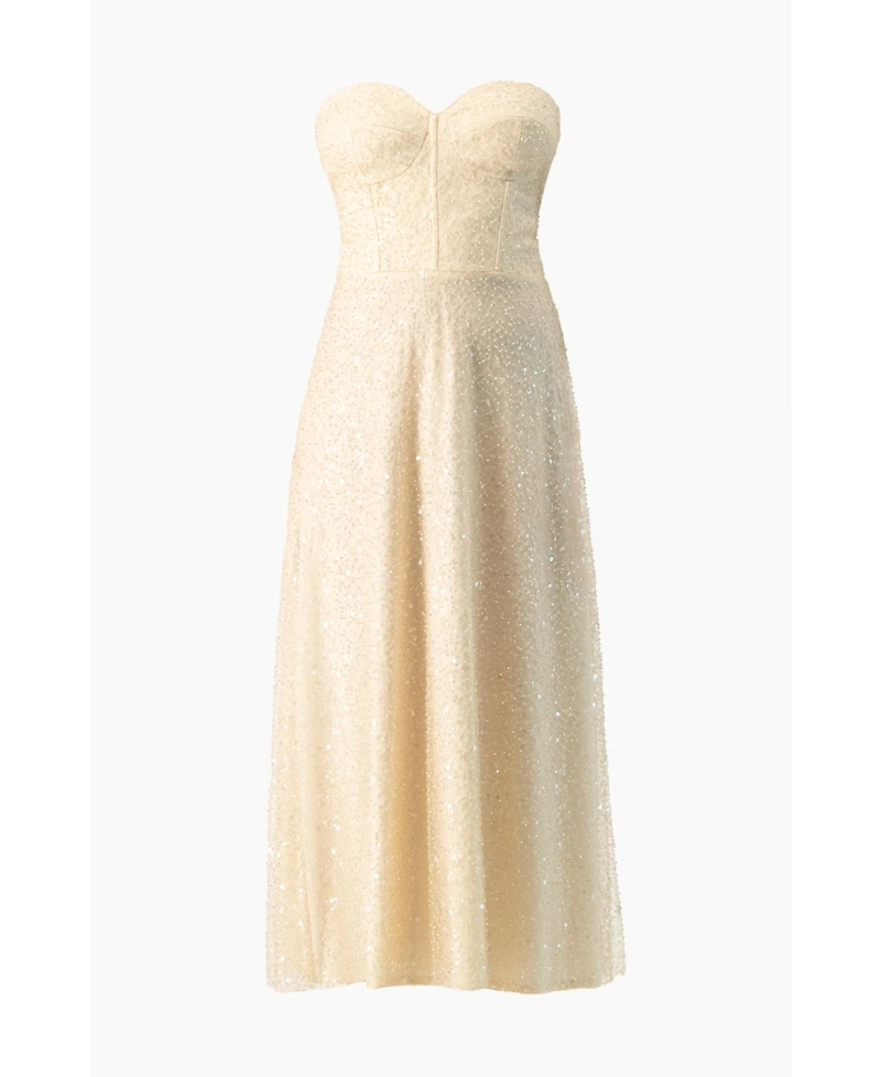 Ivonne Women's Strapless Bustier Sequin Midi Dress
