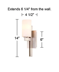 Possini Euro Design Ludlow Modern Wall Light Sconces Set of 2 Brushed Nickel Hardwire 4 1/2" Fixture Glass for Bedroom Bathroom Vanity Reading