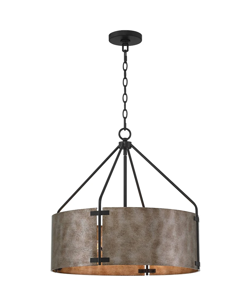 Possini Euro Design Julian 22inch Farmhouse Rustic Pendant Chandelier Ceiling Light Fixture Dining Room Over Table Drum Finish Metal