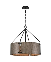 Possini Euro Design Julian 22inch Farmhouse Rustic Pendant Chandelier Ceiling Light Fixture Dining Room Over Table Drum Finish Metal