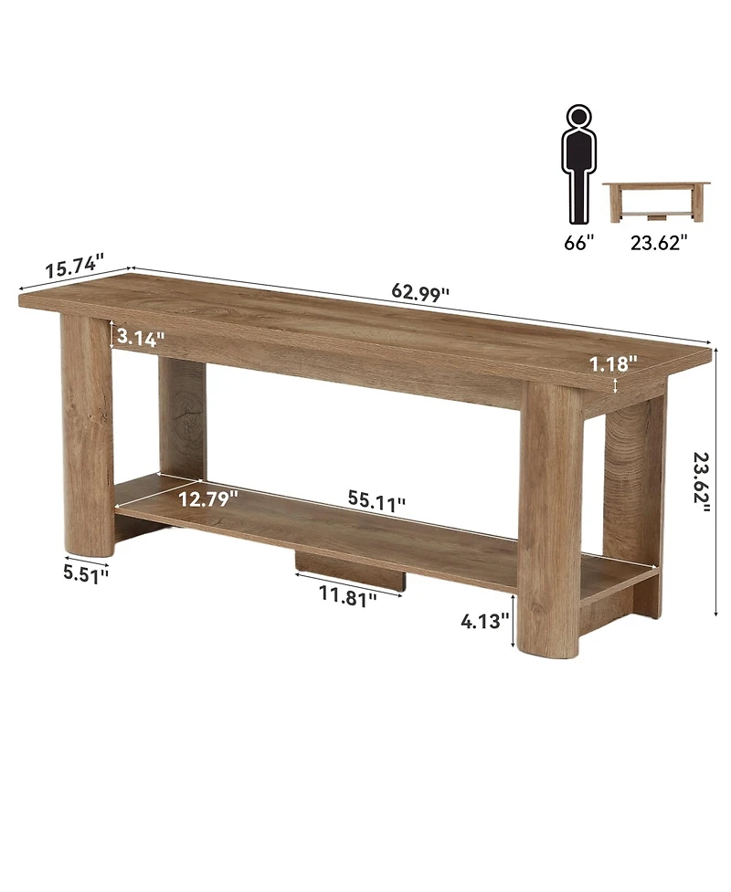 Tribesigns Stand for 65 Inch Tv, Farmhouse Entertainment Center with 2-Tier Storage Space