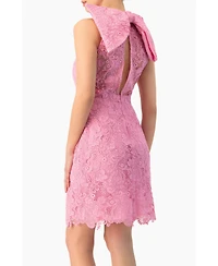 Ivonne Women's Lace Halter Bow Mini Dress