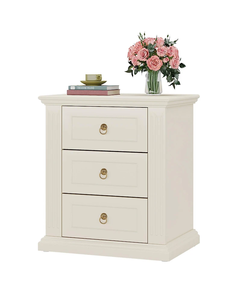 Tribesigns 3-Drawer Nightstand, Modern Bedside Table with Storage Drawers, Wood Night Stand Side End Table