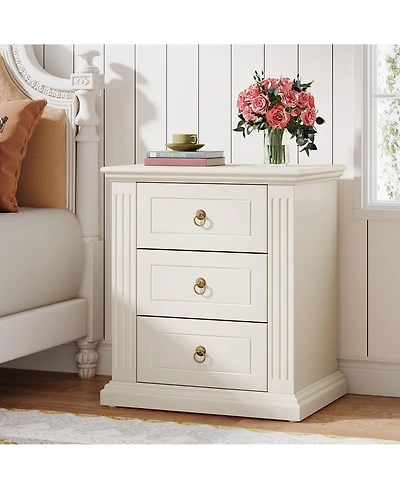 Tribesigns 3-Drawer Nightstand, Modern Bedside Table with Storage Drawers, Wood Night Stand Side End Table