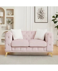 Streamdale Furniture Modern Luxury Velvet Sofa with Chesterfield Quilted Accents & Pillows