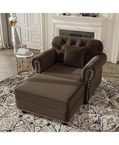 Streamdale Furniture Velvet Chesterfield Sofa Nailhead Trim and Rolled Arms