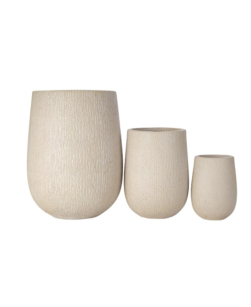 Asagikoiai Egg-Shaped Mgo Outdoor Planter Set of 3, Stone-Look Design