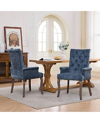 Streamdale Furniture Tufted Chenille Accent Dining Chair, Curved Wood Legs