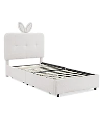 Streamdale Furniture Rabbit Ear Upholstered Bed Led and 4 Drawers