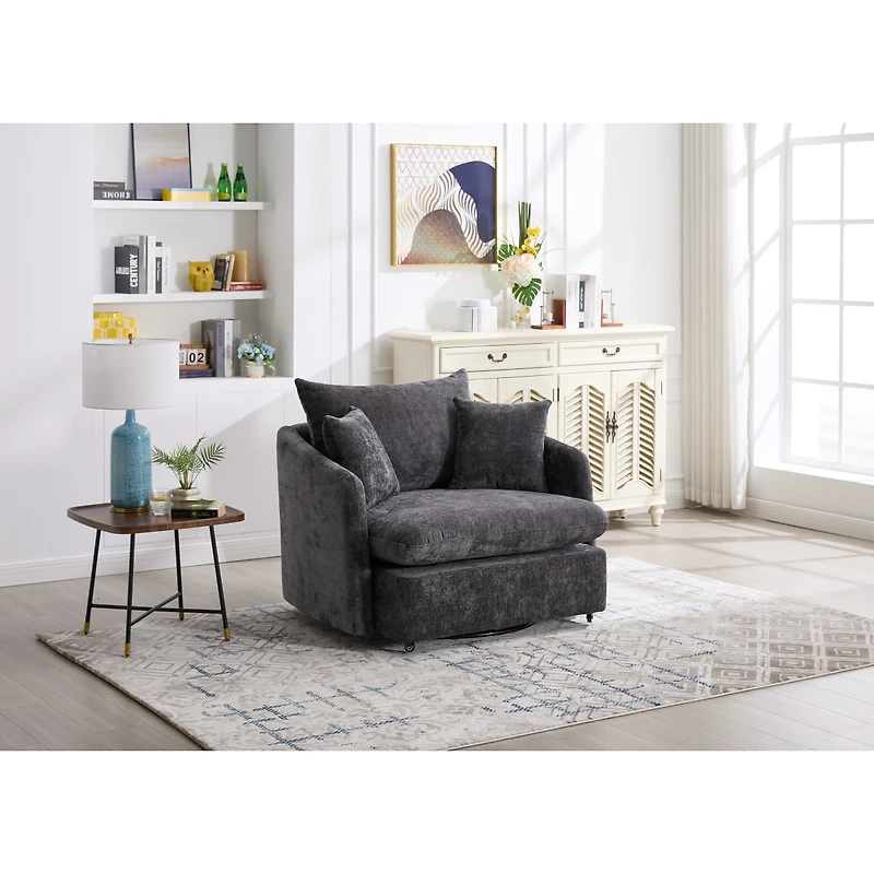 Streamdale Furniture Swivel Sofa Armchair with 3 Pillows