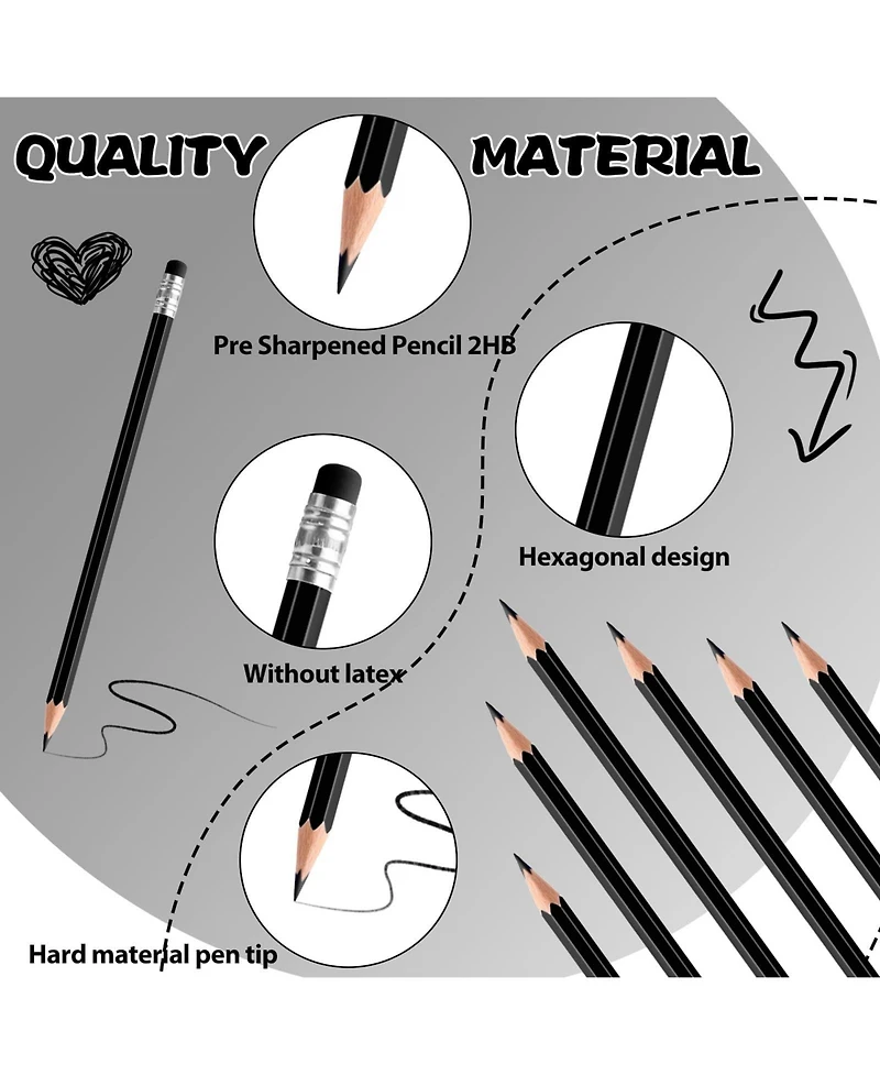 Gnuadz Pencils Eraser Pre-sharpened Hb Writing Drawing School Supplies 36 sticks