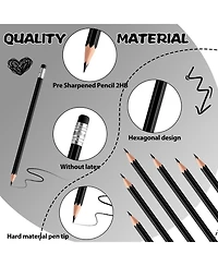 Gnuadz Pencils Eraser Pre-sharpened Hb Writing Drawing School Supplies 36 sticks